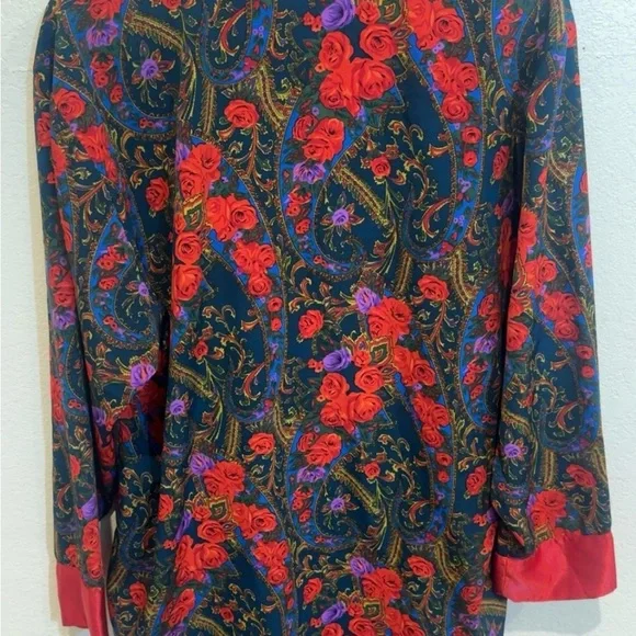 Vintage Victoria Secret Floral Red Robe - Picture 4 of 15